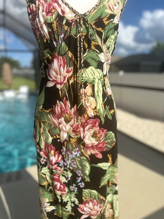 Vintage KU DE TA Tropical Hawaiian Maxi Dress, Size M - Picture 5 of 11